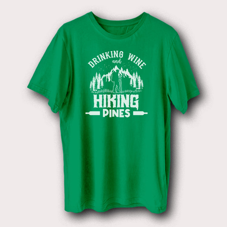 Drinking Wine And Hiking Pines Camping Outdoor Travel Men's T-Shirt