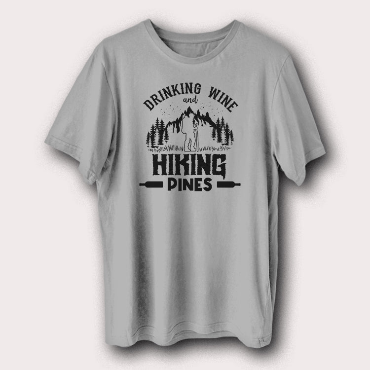 Drinking Wine And Hiking Pines Camping Outdoor Travel Men's T-Shirt