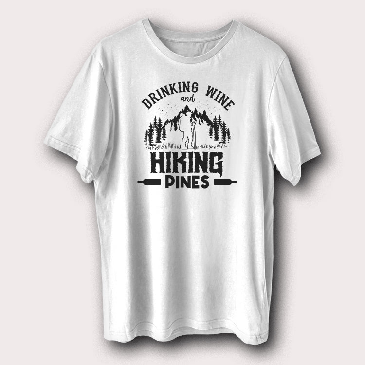 Drinking Wine And Hiking Pines Camping Outdoor Travel Men's T-Shirt