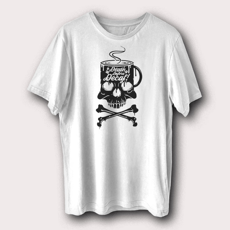 Death Before Decaf Skull Funny Coffee Lover Men's T-Shirt
