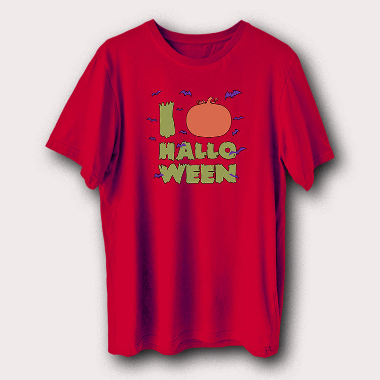 I Love Halloween Pumpkin & Bats Funny Halloween Men's T-Shirt