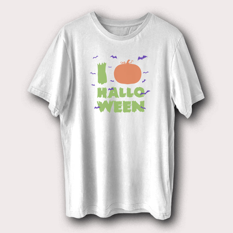 I Love Halloween Pumpkin & Bats Funny Halloween Men's T-Shirt