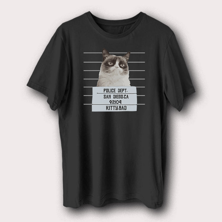 Bad Kitty Police Prison Jail Funny Pet Animal Men's T-Shirt