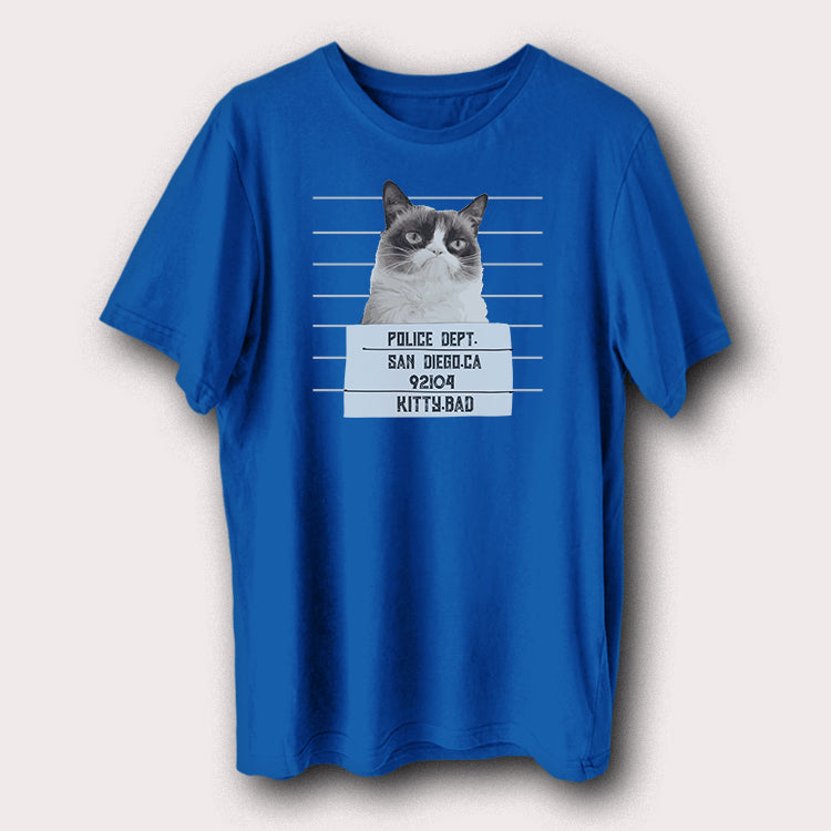 Bad Kitty Police Prison Jail Funny Pet Animal Men's T-Shirt