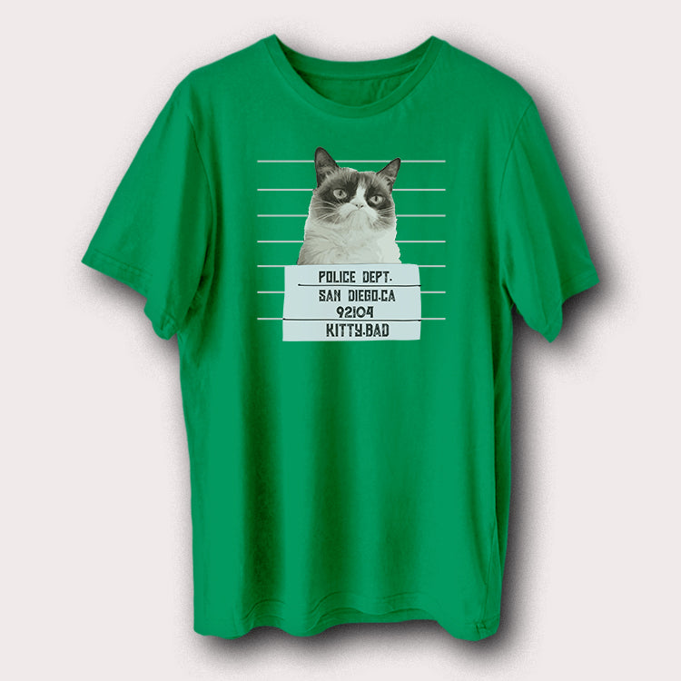Bad Kitty Police Prison Jail Funny Pet Animal Men's T-Shirt