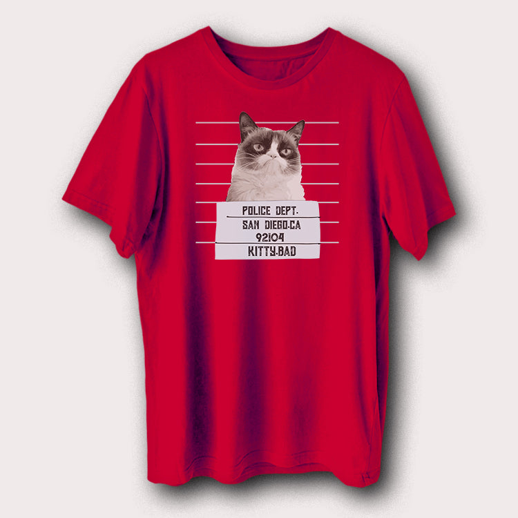 Bad Kitty Police Prison Jail Funny Pet Animal Men's T-Shirt