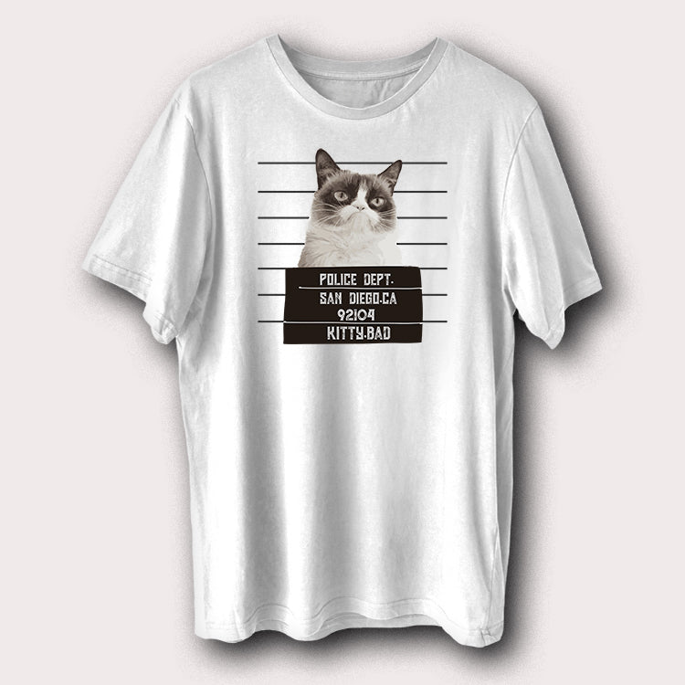 Bad Kitty Police Prison Jail Funny Pet Animal Men's T-Shirt