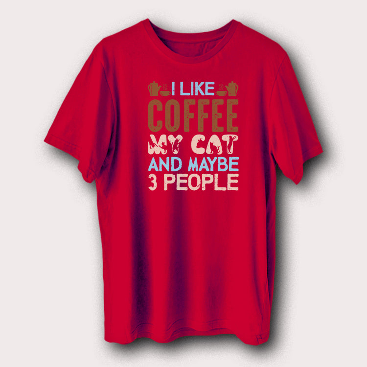 I Like Coffee My Cat And Maybe 3 People Pet Animal Men's T-Shirt