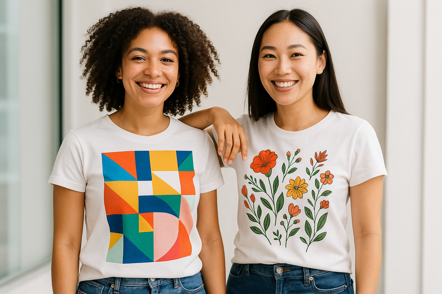 women wearing printed t-shirt, non copyrighted